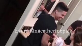 Catherine Paiz and boyfriend in bathroom