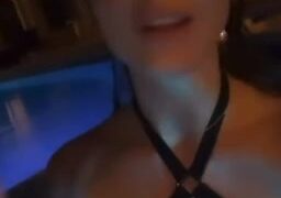 Amanda Cerny Takes A shower in pool show Off Big BOOBs